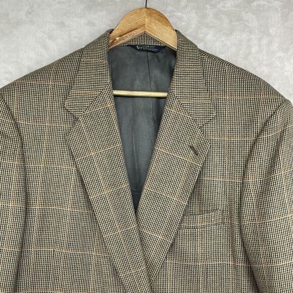 Vtg Sterling & Hunt 46R USA Made Plaid 100% Wool 2 Btn Sports Coat Academia - Picture 1 of 16